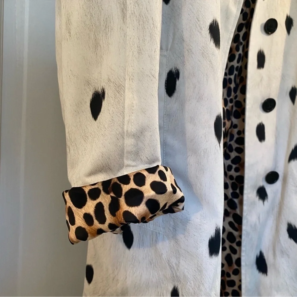 Burberry ANIMAL-PRINT COTTON-TWILL TRENCH COAT IN WHITE,BLACK,BROWN Size - Picture 11 of 16